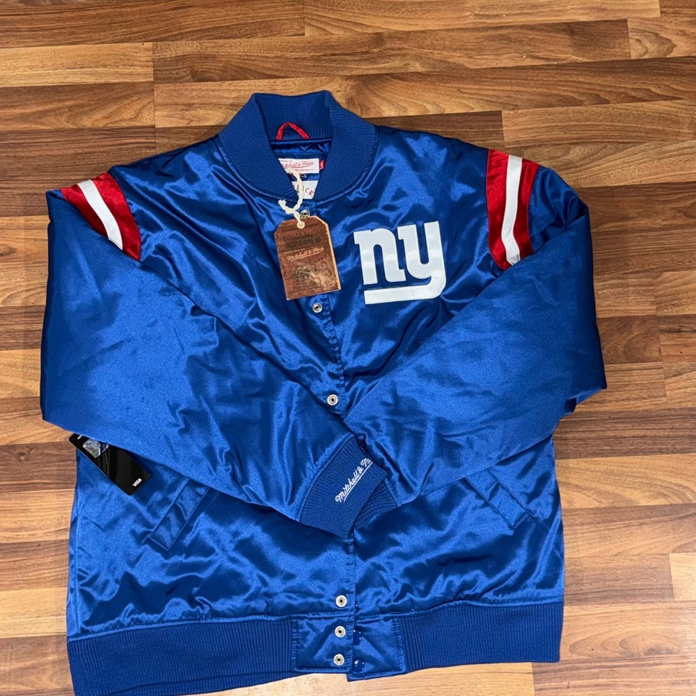 New York Giants Mitchell & Ness Satin Varsity Jacket Size XXL- NFL